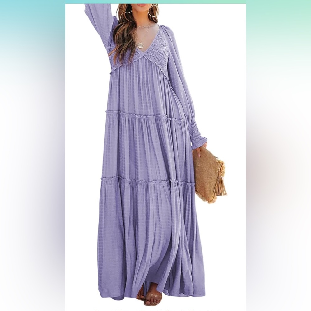 Purple dress, good for maternity